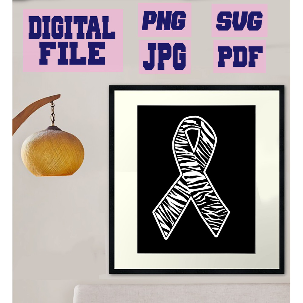 Svgpngjpgpdf Zebra Print Awareness Ribbon Rare Disease Awareness And Other Causes Cut File For Cric 1