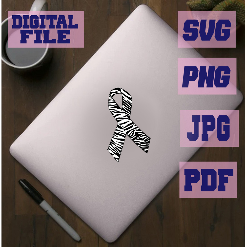 Svgpngjpgpdf Zebra Print Awareness Ribbon Rare Disease Awareness And Other Causes Cut File For Cric 2
