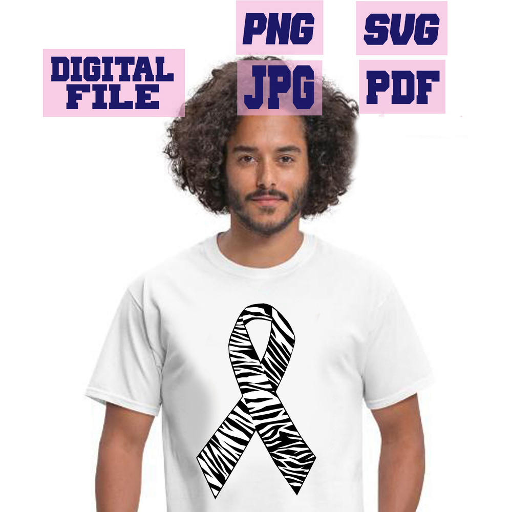 Svgpngjpgpdf Zebra Print Awareness Ribbon Rare Disease Awareness And Other Causes Cut File For Cric 3