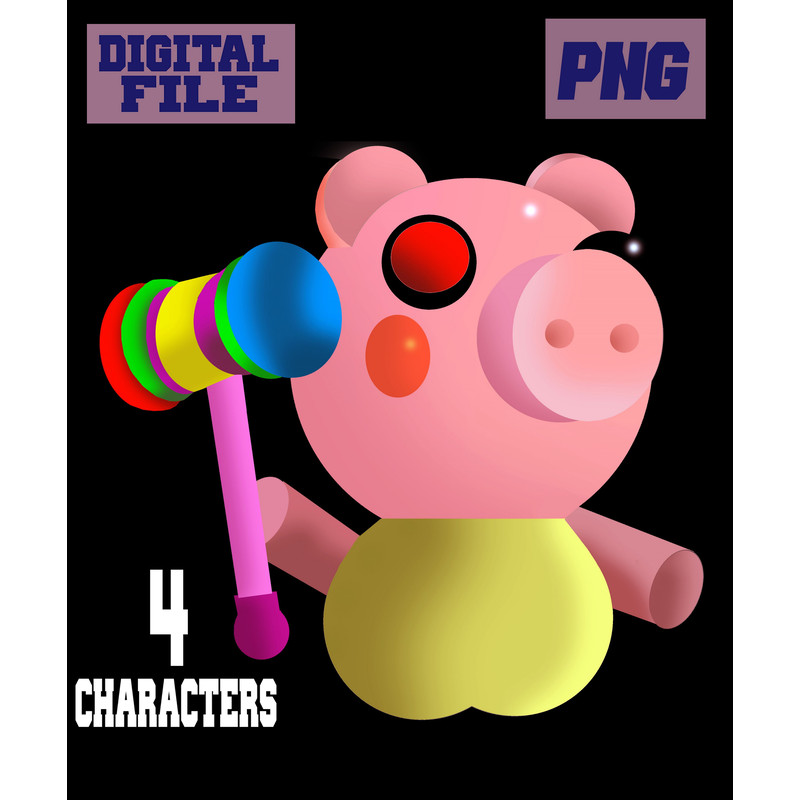 Png Piggy Roblox Game Gaming 4 Characters Piggy Devil Sketchy DinopiggyINSTANT DOWNLOAD 2