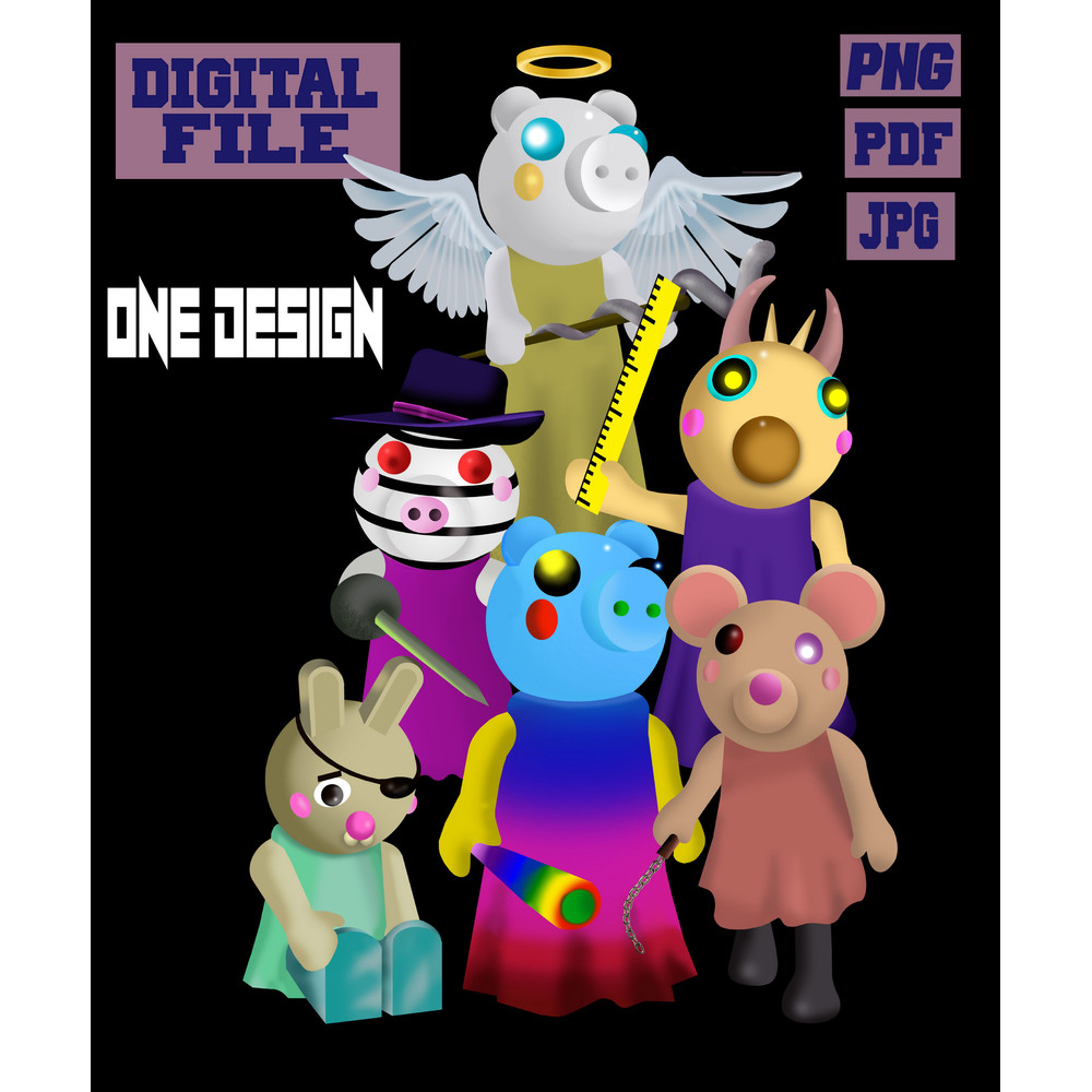 Pngjpgpdf Piggy Roblox Game Gaming 6 Characters In One DesignINSTANT DOWNLOAD Download File Digital 0