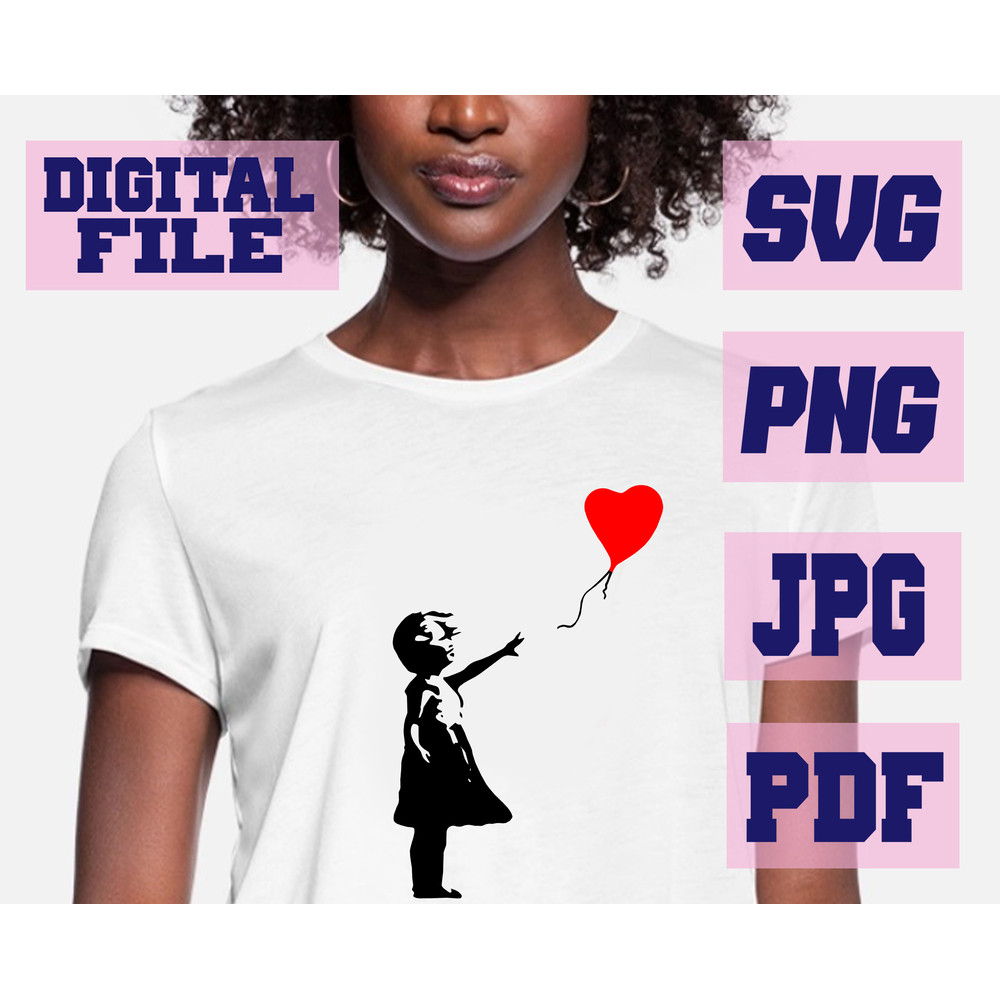Svgpngpdfjpg Banksy Balloon Girl Heart Graffiti Street Art Stencil Cut File For Cricutinstant Downl 2