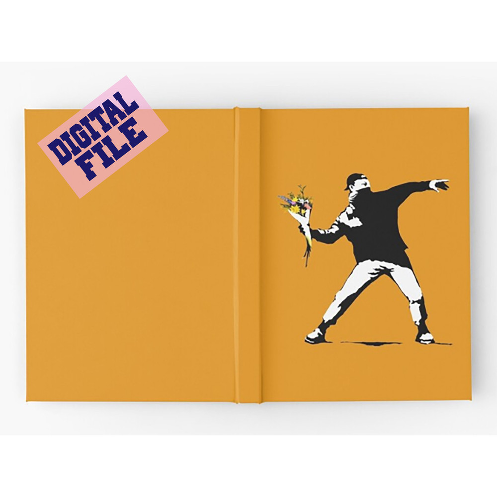 Svgpngpdfjpg Banksy Protester Throwing A Bouquet Of Flowers Cut File For Cricut INSTANT DOWNLOAD 1