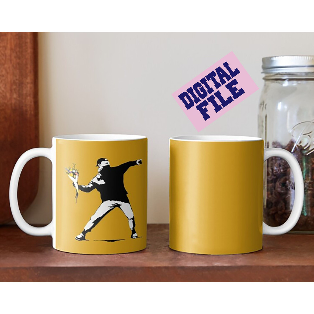 Svgpngpdfjpg Banksy Protester Throwing A Bouquet Of Flowers Cut File For Cricut INSTANT DOWNLOAD 2