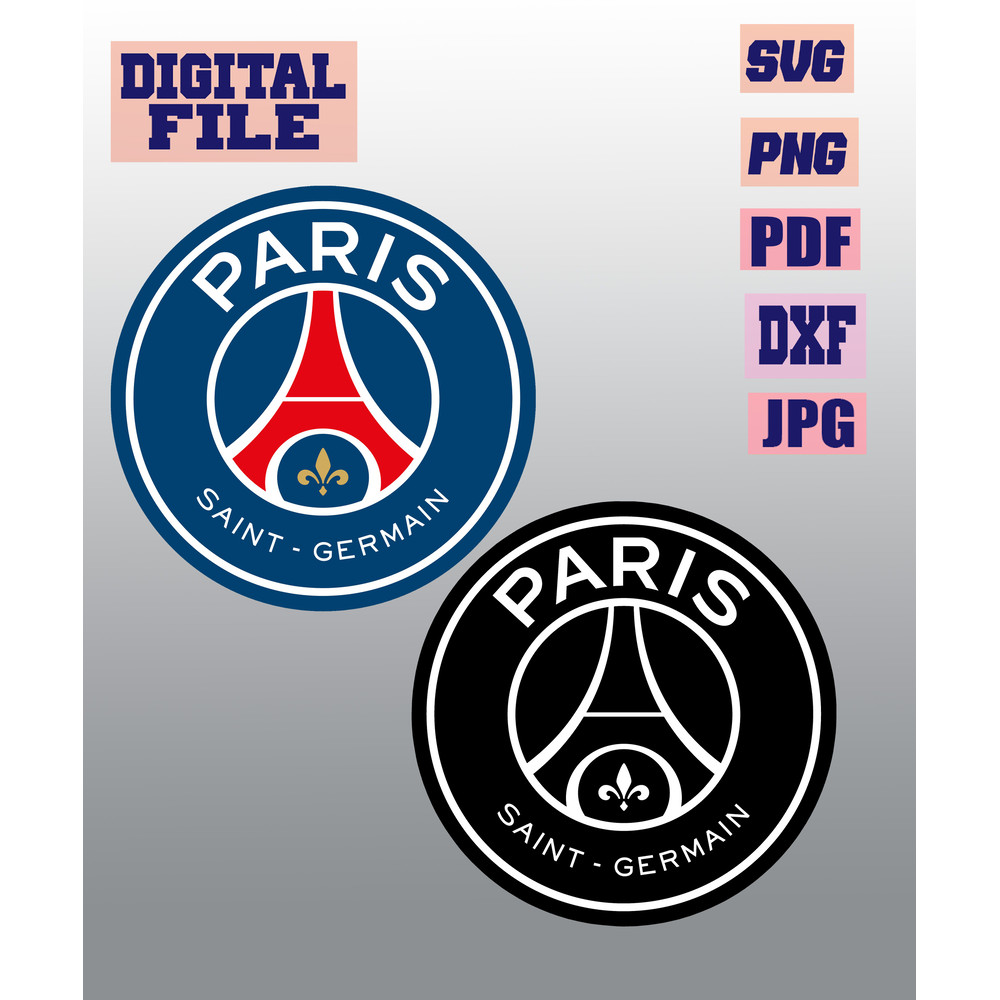 SvgpngjpgpdfdxfParis SaintGermain 2 Designs Vector Cut File For Cricut  Download Digital File 0