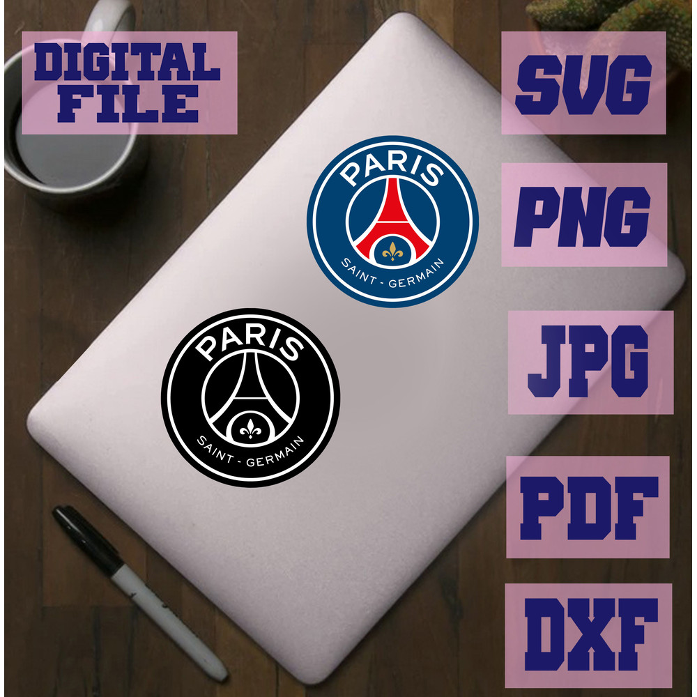 SvgpngjpgpdfdxfParis SaintGermain 2 Designs Vector Cut File For Cricut  Download Digital File 3