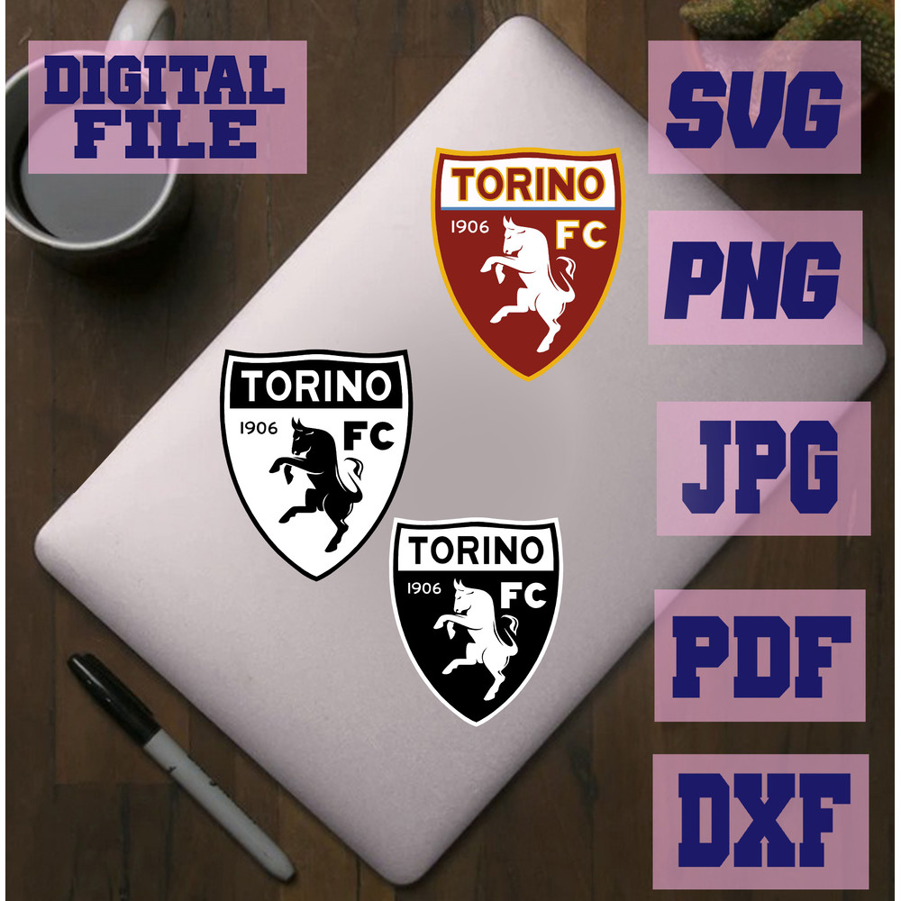 Svgpngjpgpdfdxf FC Torino Badge Logo Soccer Football Italy Vector Cut File For Cricut  Download Dig 2
