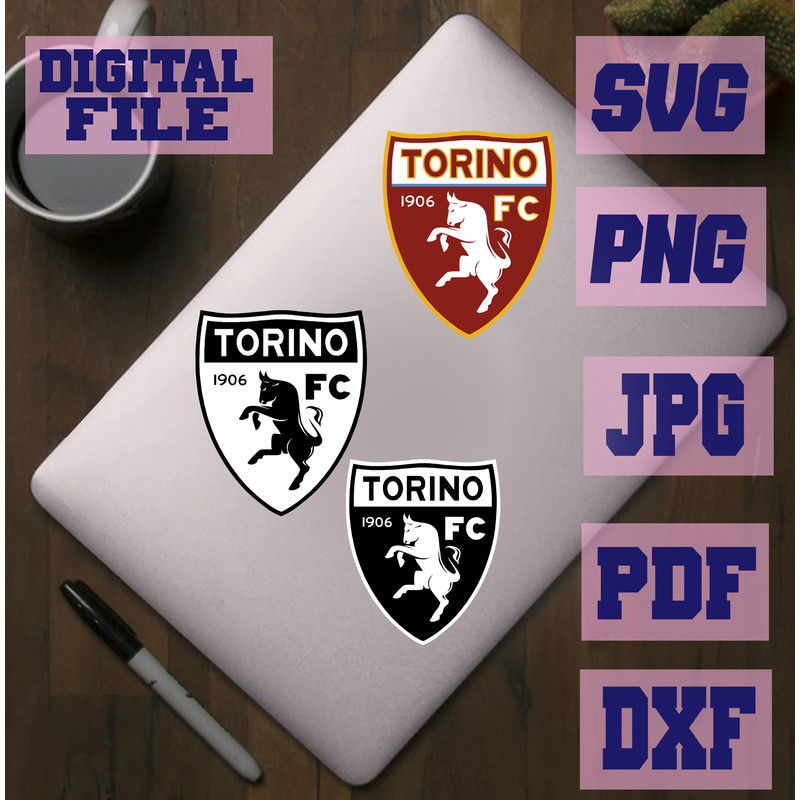 Svgpngjpgpdfdxf FC Torino Badge Logo Soccer Football Italy Vector Cut File For Cricut  Download Dig 2
