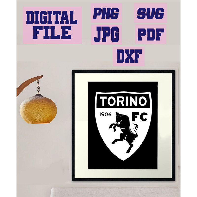 Svgpngjpgpdfdxf FC Torino Badge Logo Soccer Football Italy Vector Cut File For Cricut  Download Dig 3