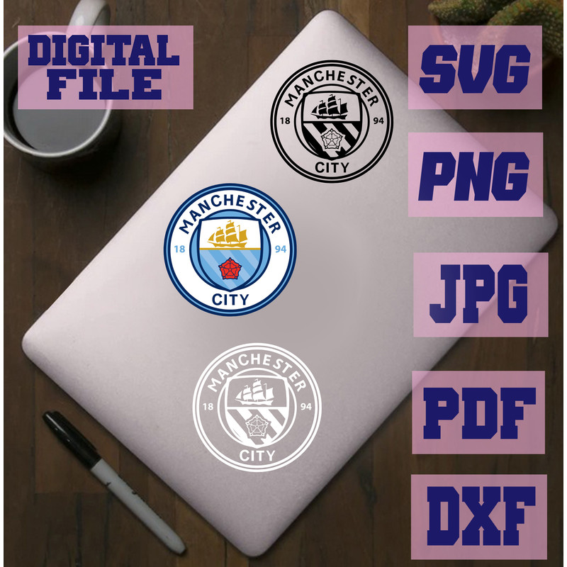 Svgpngjpgpdfdxf Manchester City 3 Designs Vector Cut File For Cricut Download Digital File 4