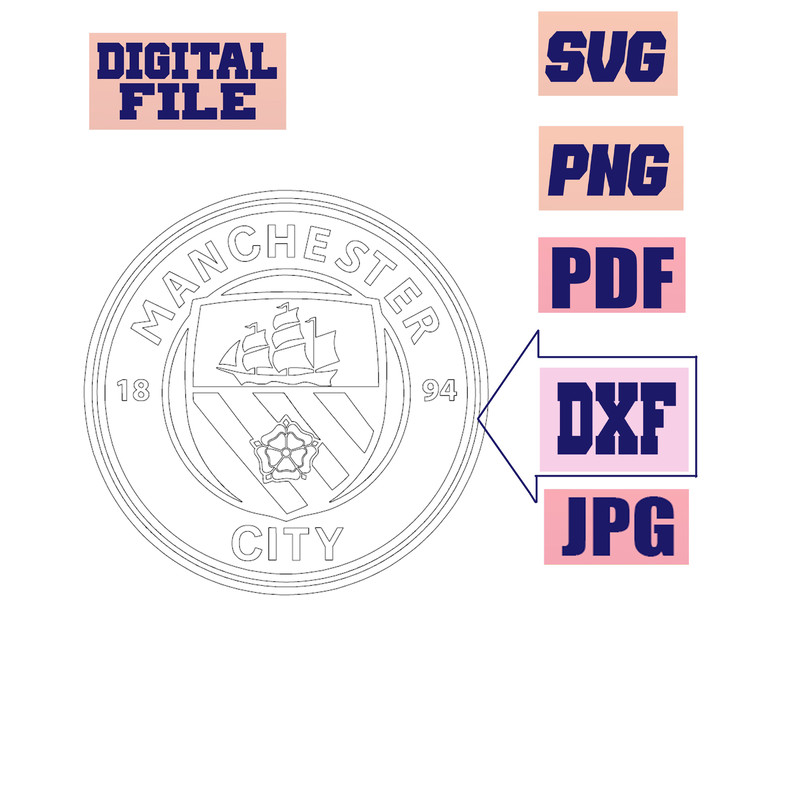 Svgpngjpgpdfdxf Manchester City 3 Designs Vector Cut File For Cricut Download Digital File 5