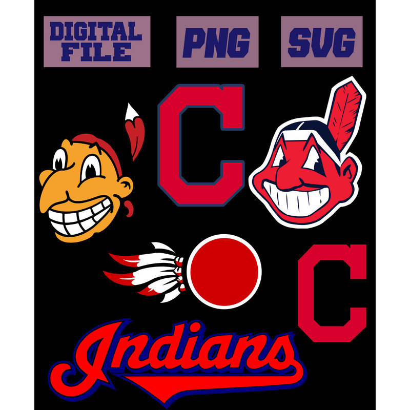 Svg Png Cleveland Indians Baseball Logo MLB Sport Team Easy Cut File For Cricut Instant Downloaddow 0