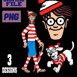 png where's waldo where's wally woof wenda wilma ..instant download.. download digital file