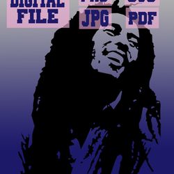 svg/png/jpg/pdf bob marley portrait cut file for cricut .. instant download.. download digital file