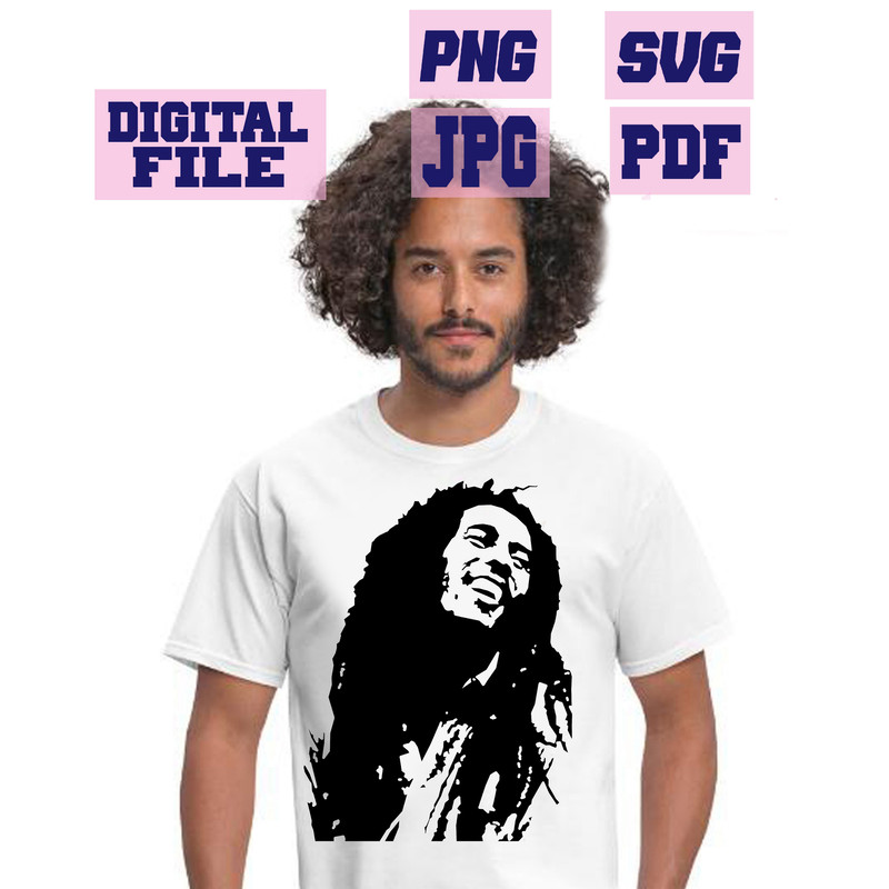 Svgpngjpgpdf Bob Marley Portrait Cut File For Cricut  Instant Download Download Digital File 1