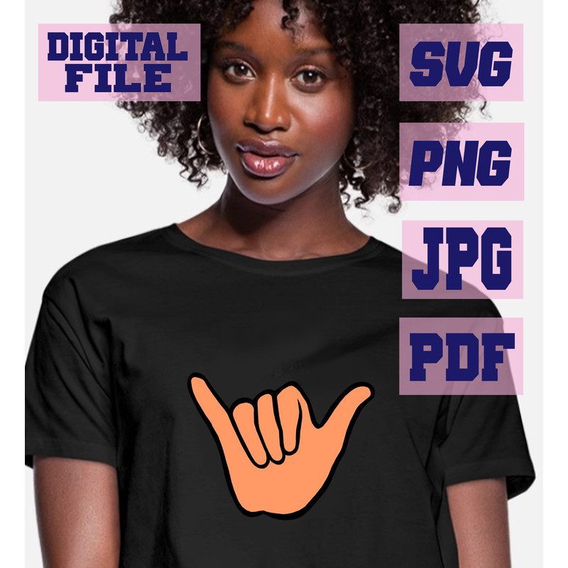 Svgpngjpgpdf Shaka Hand Hang Loose Sign Shaka Surf Hang Ten Thumb Silhouette 3 Designs Cut File For 1