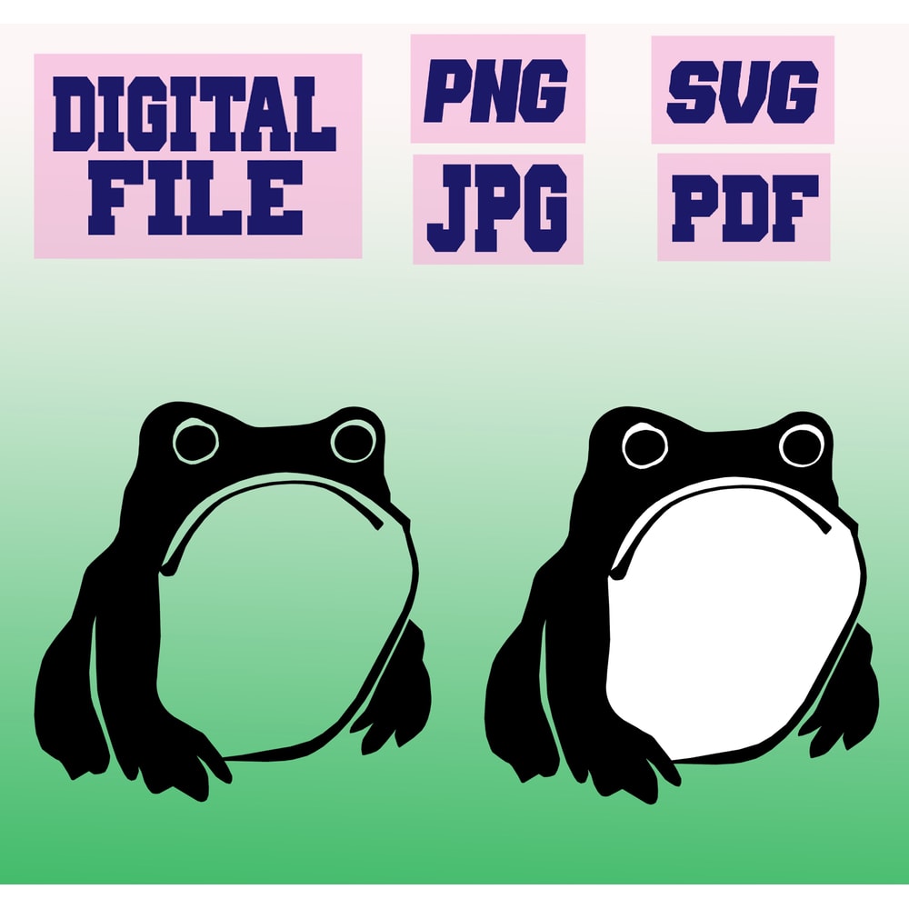 Svgpngjpgpdf Vintage Grumpy Frog Drawing Japanese Art Matsumoto Hoji Cut File For Cricut Instant D 0