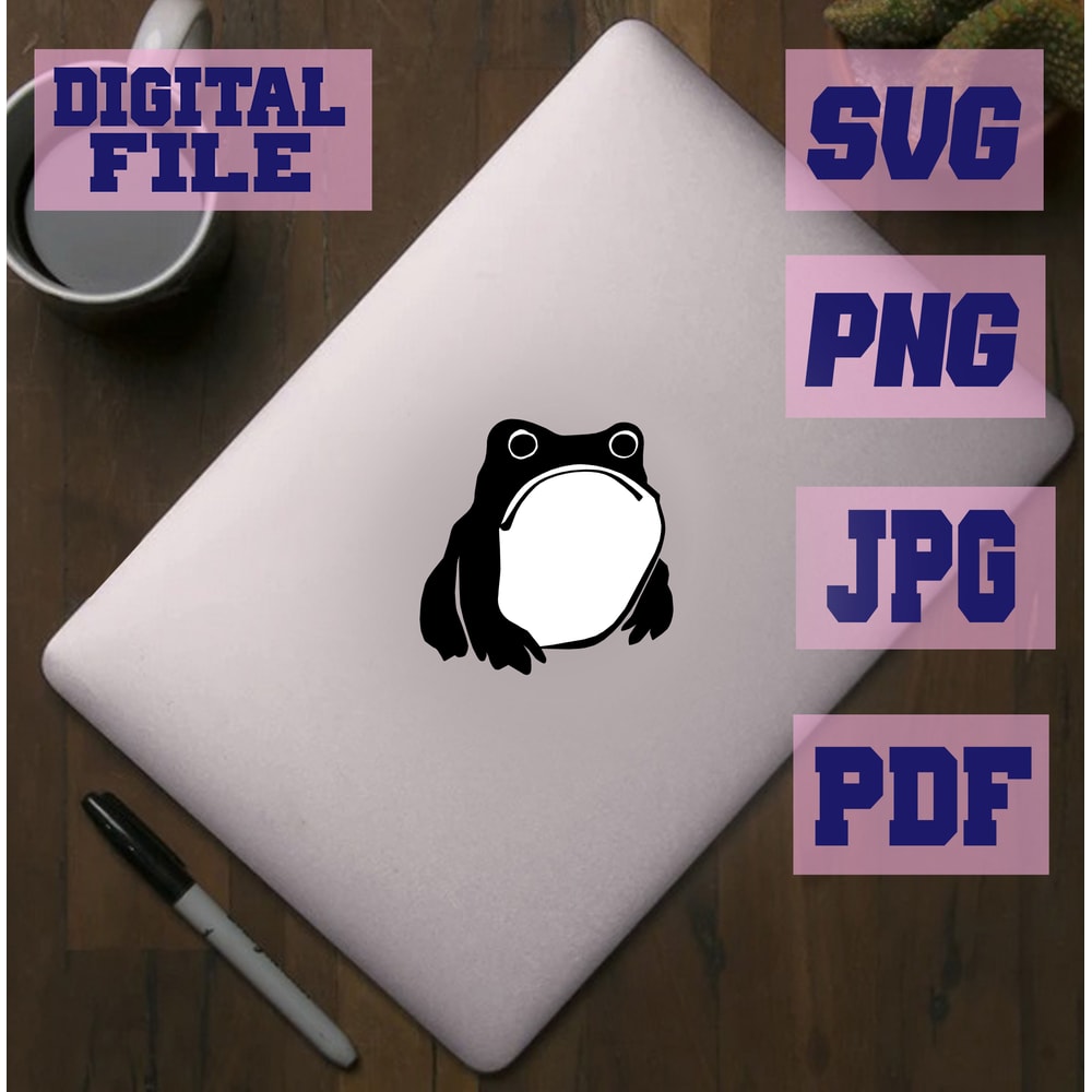 Svgpngjpgpdf Vintage Grumpy Frog Drawing Japanese Art Matsumoto Hoji Cut File For Cricut Instant D 1