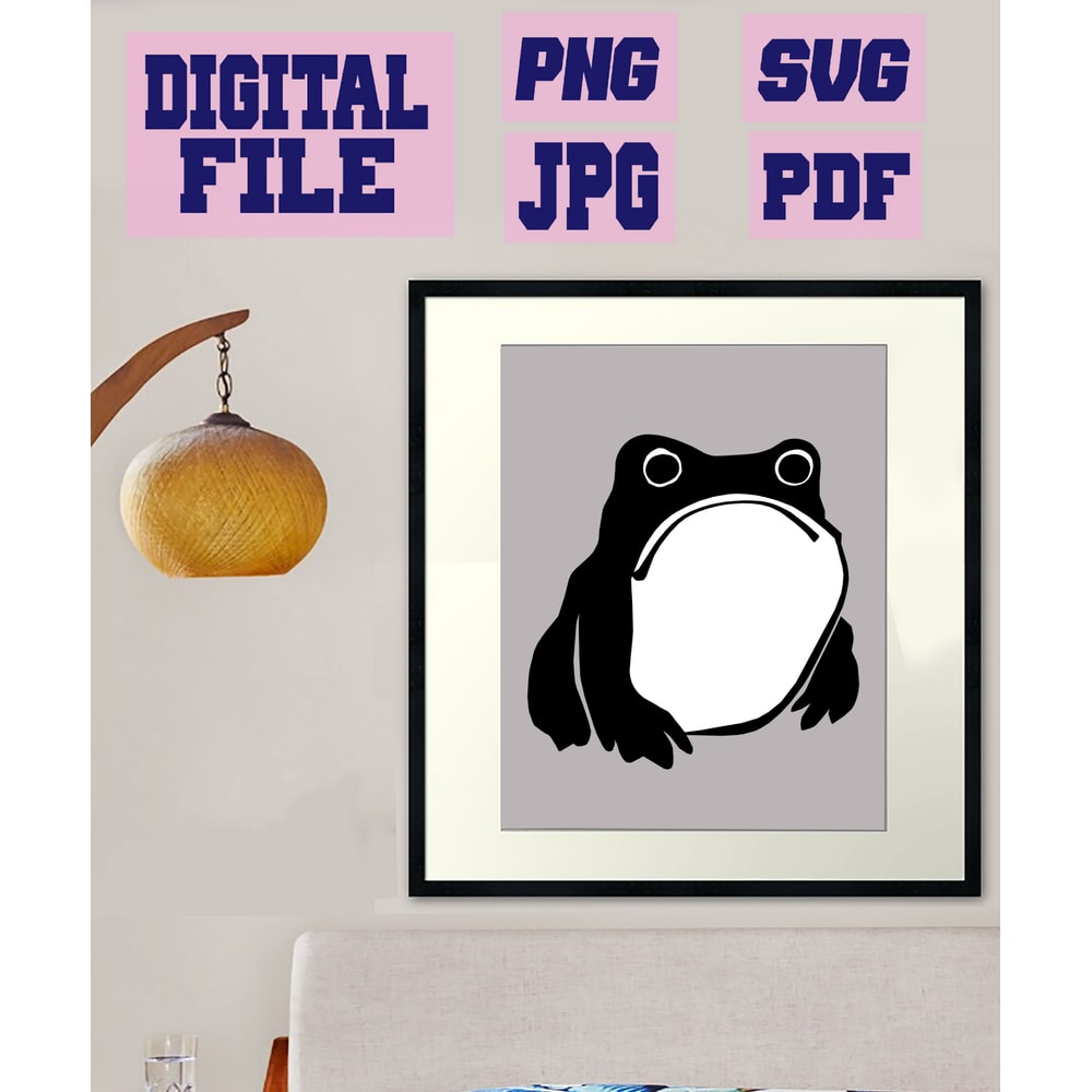 Svgpngjpgpdf Vintage Grumpy Frog Drawing Japanese Art Matsumoto Hoji Cut File For Cricut Instant D 2