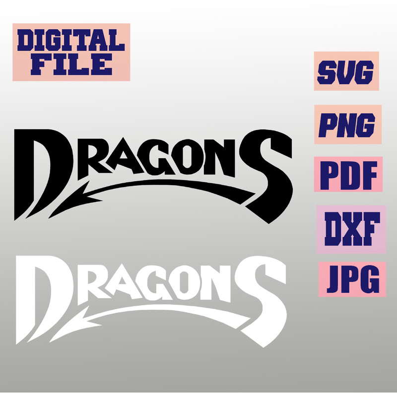 Svgpngjpgpdfdxf Dragons Baseball Logo Cut File For Cricut  Instant Download Download Digital File 0