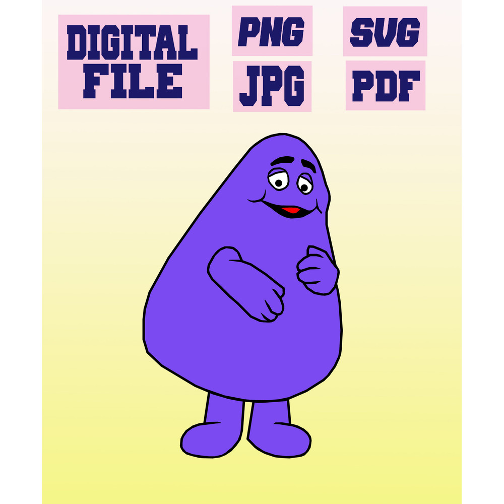 Svgpngpdfjpg Grimace Mcdonalds Happy Birthday For Kids Cut File For Cricut Machinesinstant Download 0