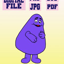 svg/png/pdf/jpg grimace mcdonalds happy birthday for kids cut file for cricut machines..instant download. digital file