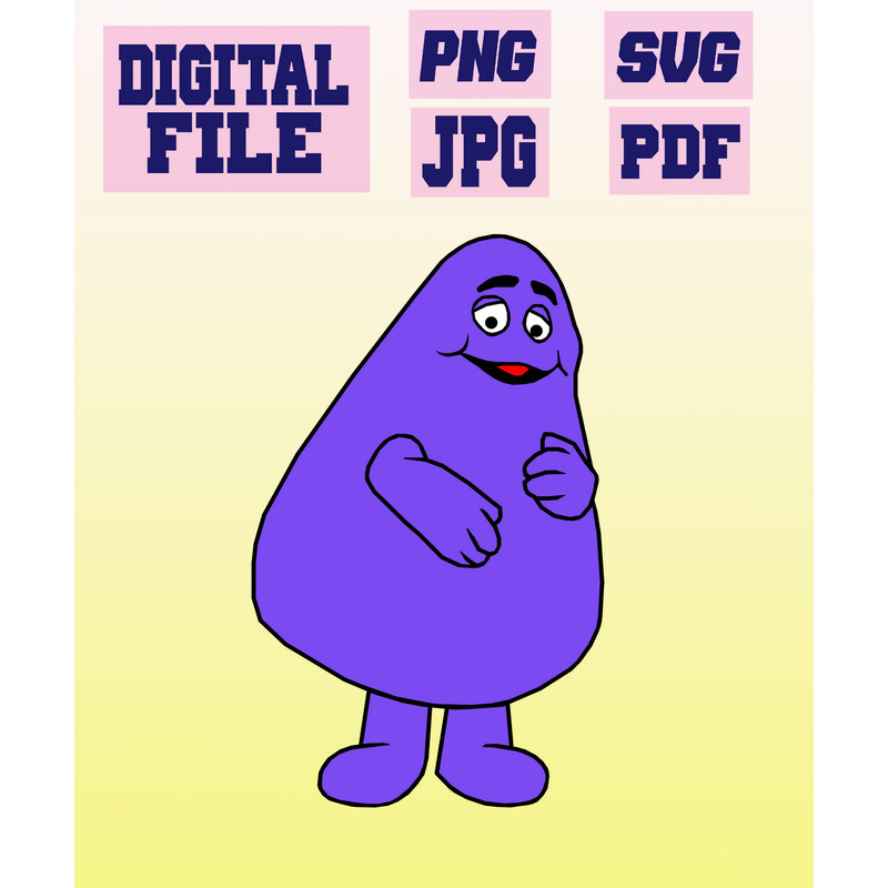 Svgpngpdfjpg Grimace Mcdonalds Happy Birthday For Kids Cut File For Cricut Machinesinstant Download 0