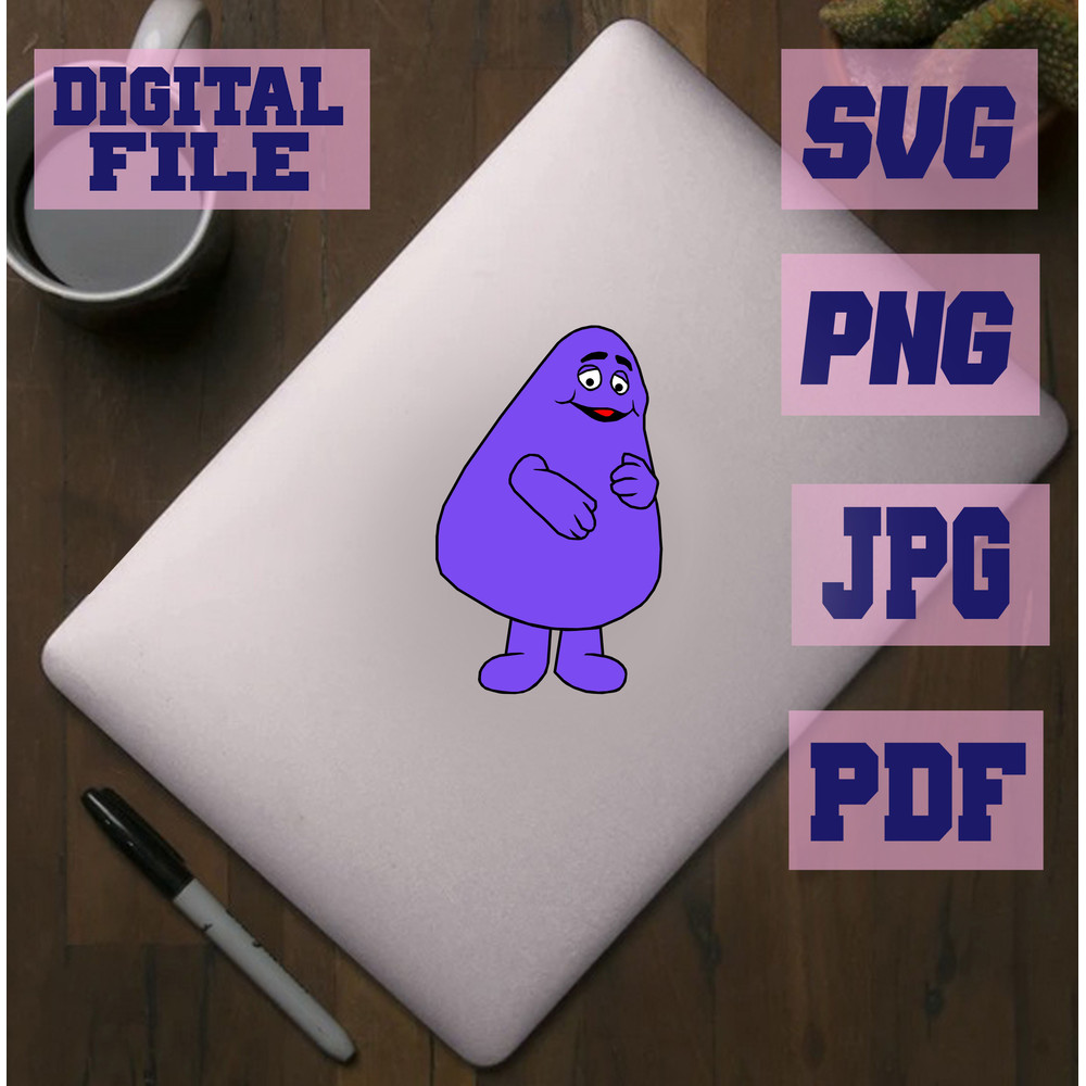 Svgpngpdfjpg Grimace Mcdonalds Happy Birthday For Kids Cut File For Cricut Machinesinstant Download 1
