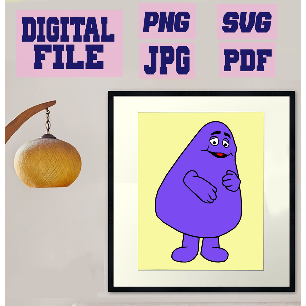 Svgpngpdfjpg Grimace Mcdonalds Happy Birthday For Kids Cut File For Cricut Machinesinstant Download 2