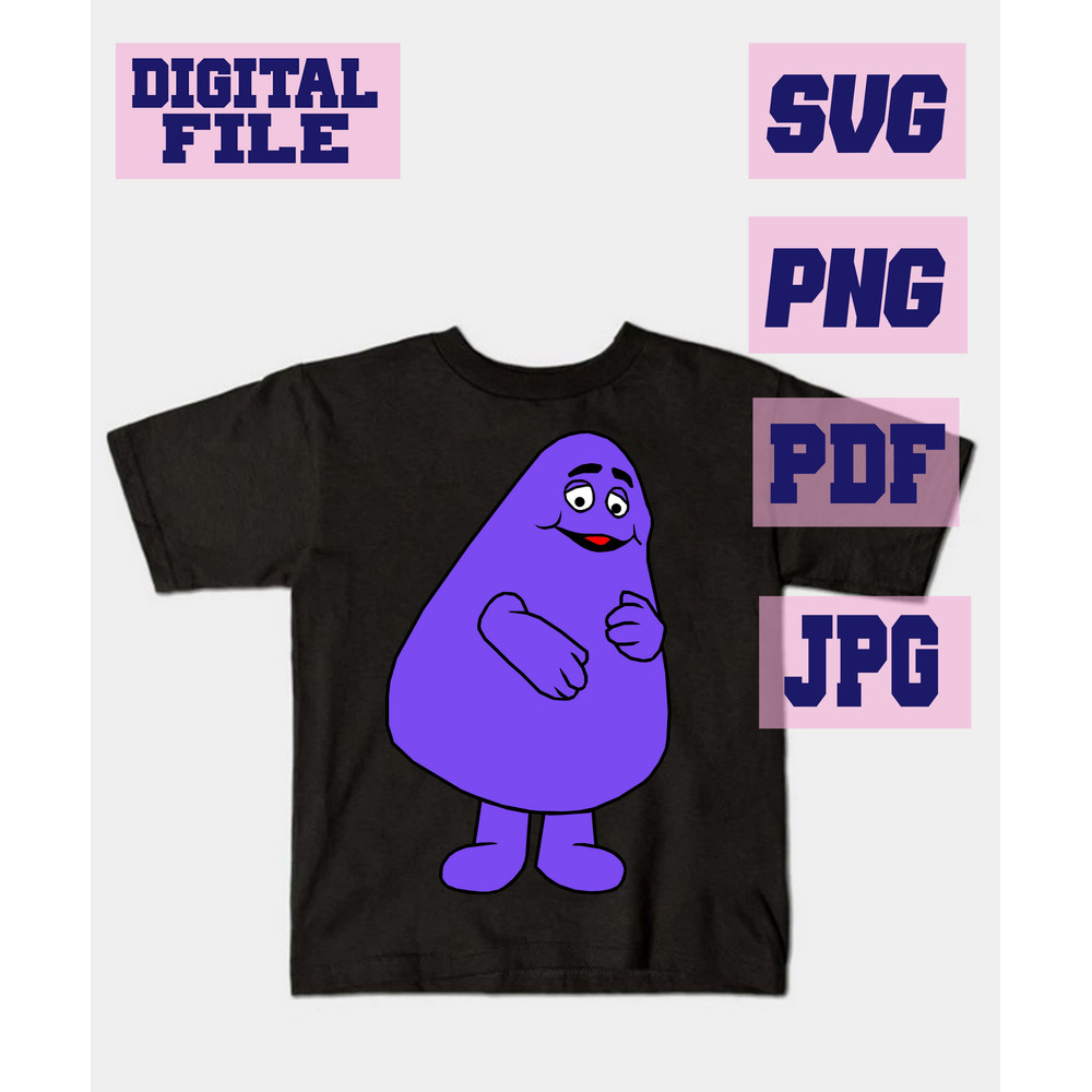 Svgpngpdfjpg Grimace Mcdonalds Happy Birthday For Kids Cut File For Cricut Machinesinstant Download 3
