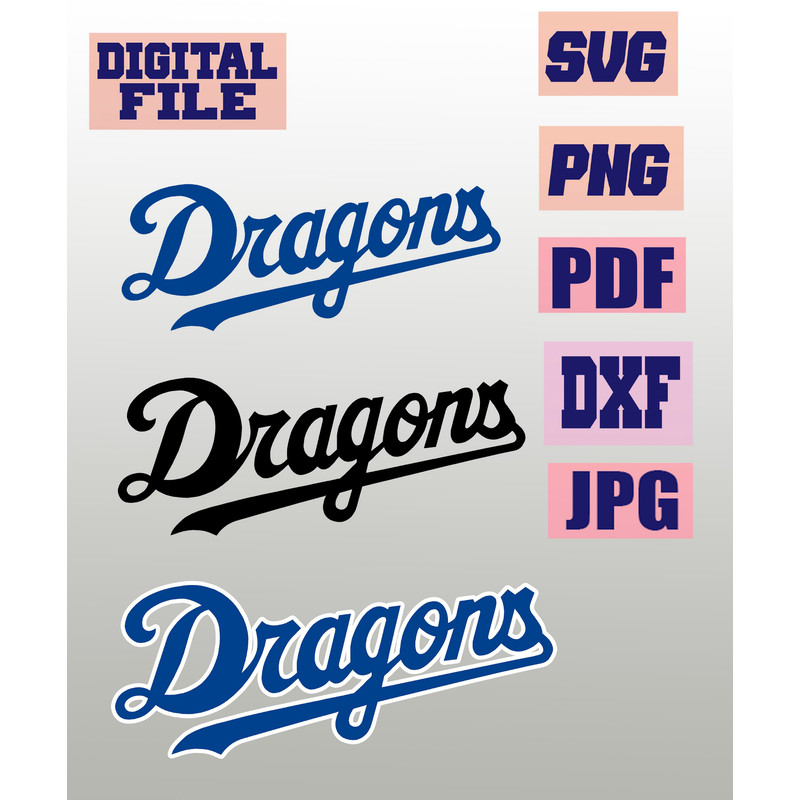 Svgpngjpgpdfdxf Dragons Logo Cut File For Cricut  Instant Download Download Digital File 0