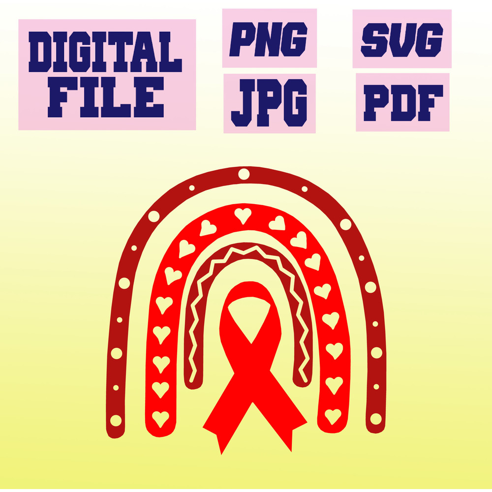 Svgpngjpgpdf HIVAIDS Awareness Ribbon Rainbow cut File For Cricut Instant Download Download Digital 0