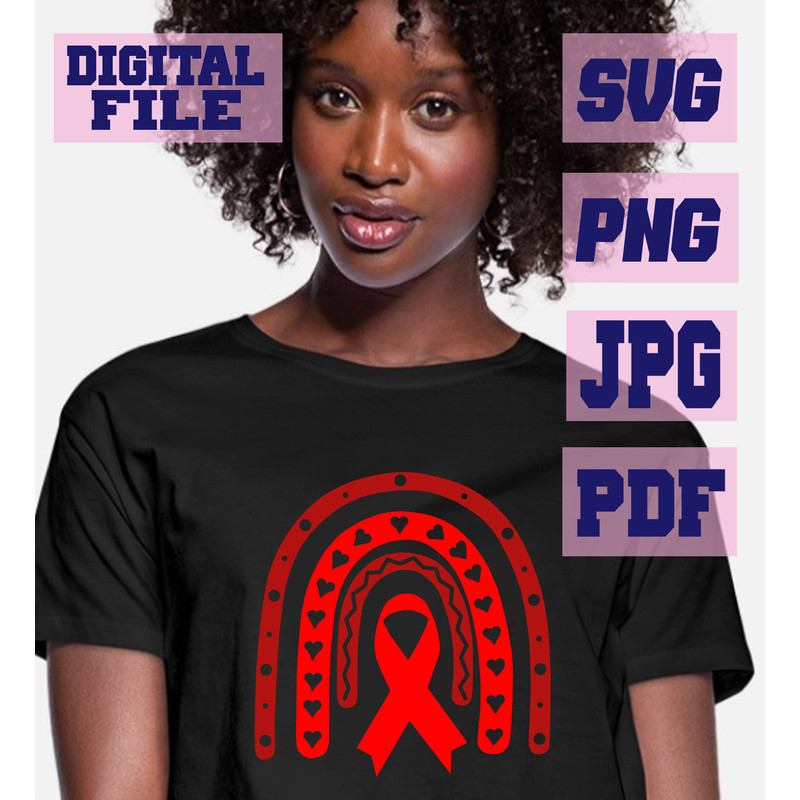 Svgpngjpgpdf HIVAIDS Awareness Ribbon Rainbow cut File For Cricut Instant Download Download Digital 2