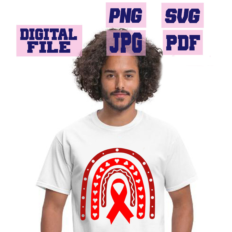 Svgpngjpgpdf HIVAIDS Awareness Ribbon Rainbow cut File For Cricut Instant Download Download Digital 3