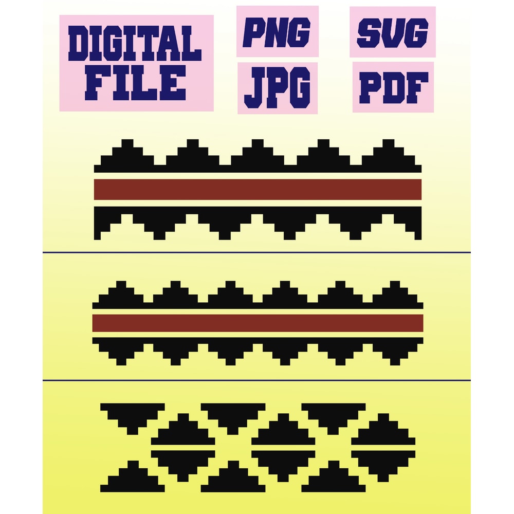 Svgpngjpgpdf Navajo Borders 3 Designs Flat Border With Ribbon Navajo Nation Art Cut File For Cricut 0
