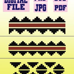 svg/png/jpg/pdf navajo borders, 3 designs, flat border with ribbon, navajo nation art, cut file for cricut.. download