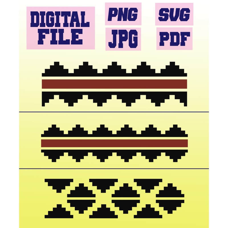 Svgpngjpgpdf Navajo Borders 3 Designs Flat Border With Ribbon Navajo Nation Art Cut File For Cricut 0
