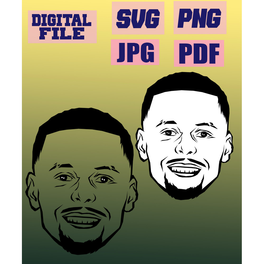 Svgpngpdfjpg Steph Curry Portrait Stephen Drawing For Cricut Cutting Fileinstant Download Download  2