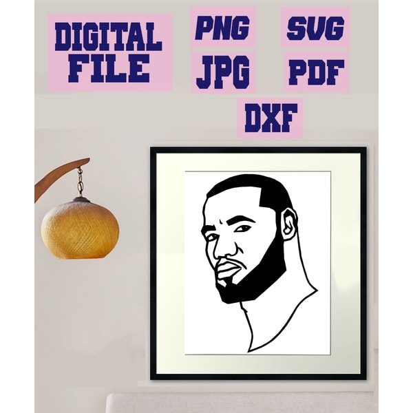 Svgpngjpgpdfdxf Lebron James Portrait Basketball 3 Designs Vector Cut File For Cricut Download Dig 1