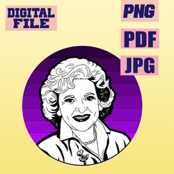 png/jpg/pdf betty white portrait drawing ..instant download.. download digital file