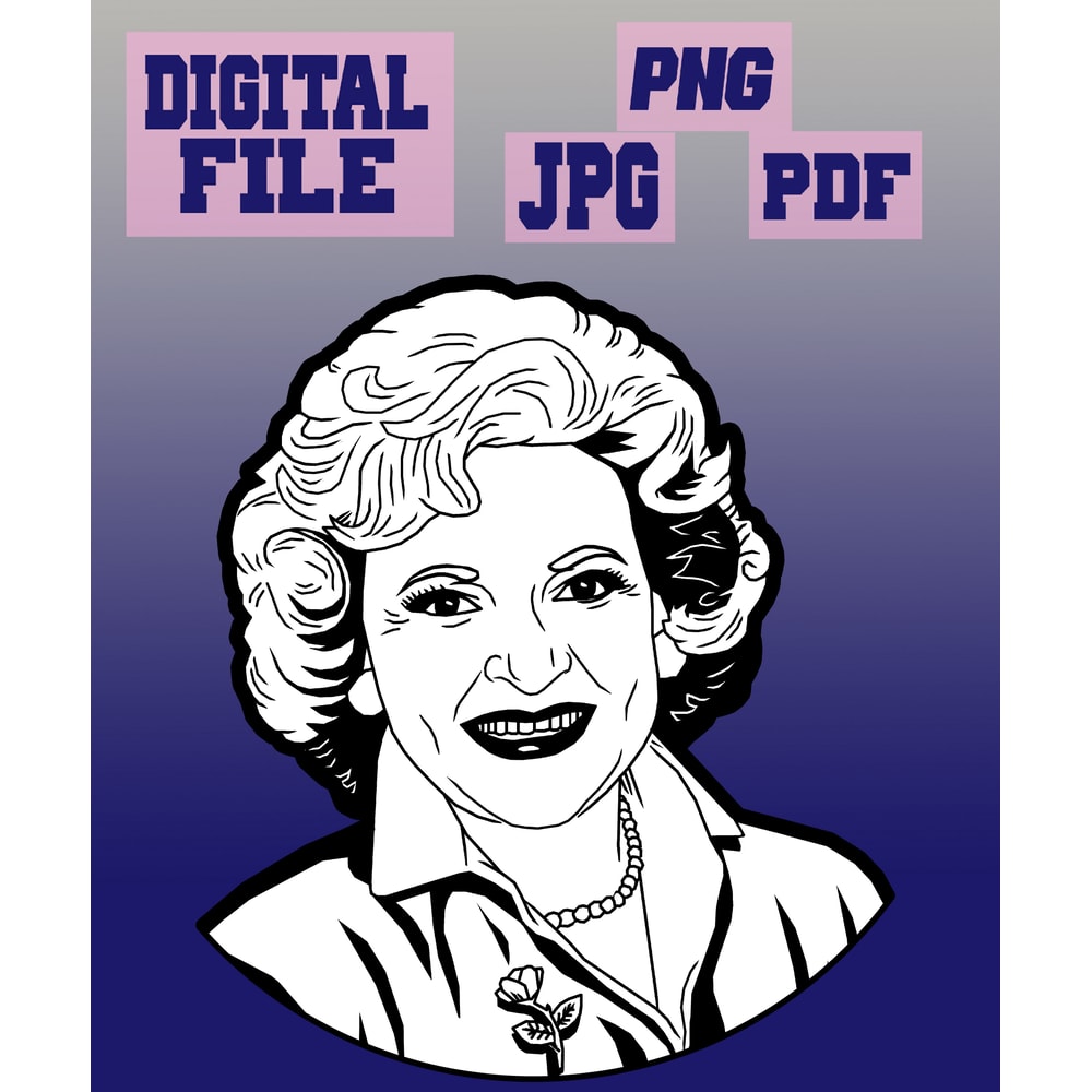 Pngjpgpdf Betty White Portrait Drawing instant Download Download Digital File 3