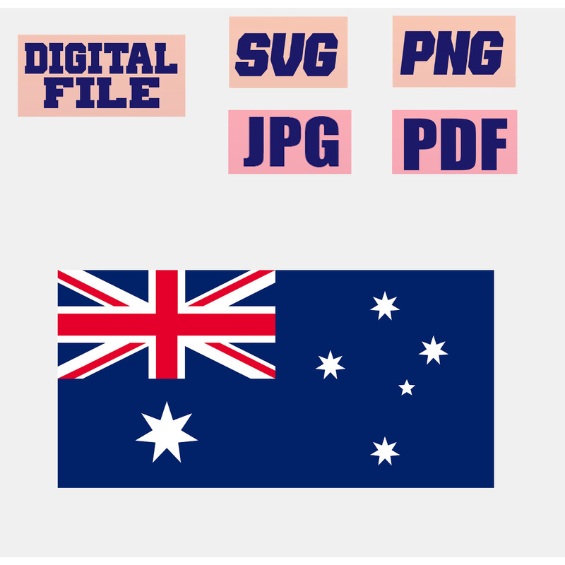 Svgpngjpgpdf Flag Of Australia Cut File For Cricut  Instant Download Download Digital File 0