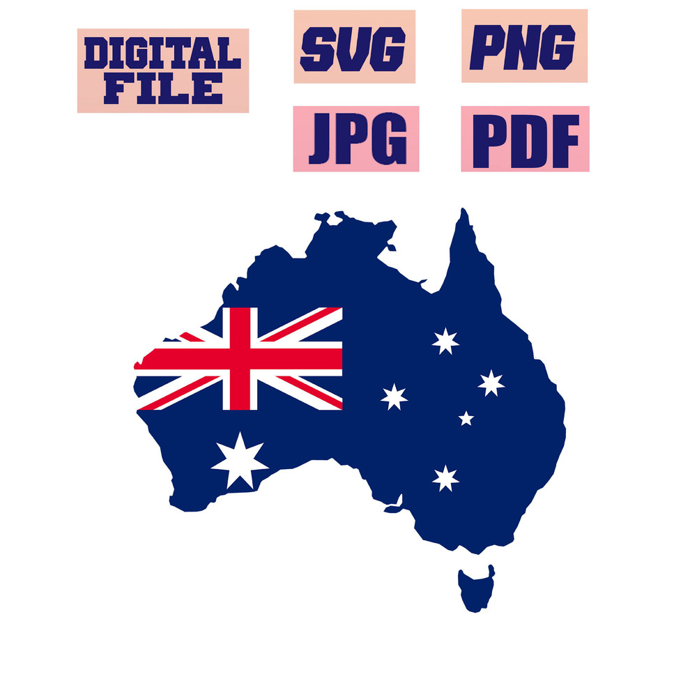 Svgpngjpgpdf Australia Flag Map Cut File For Cricut  Instant Download Download Digital File 0