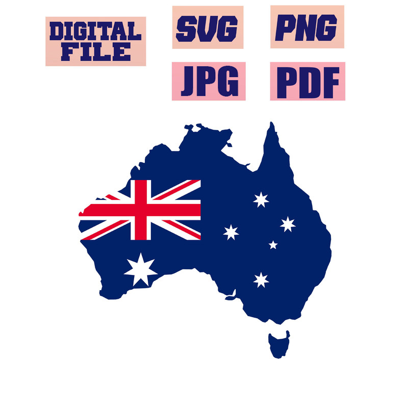 Svgpngjpgpdf Australia Flag Map Cut File For Cricut  Instant Download Download Digital File 0