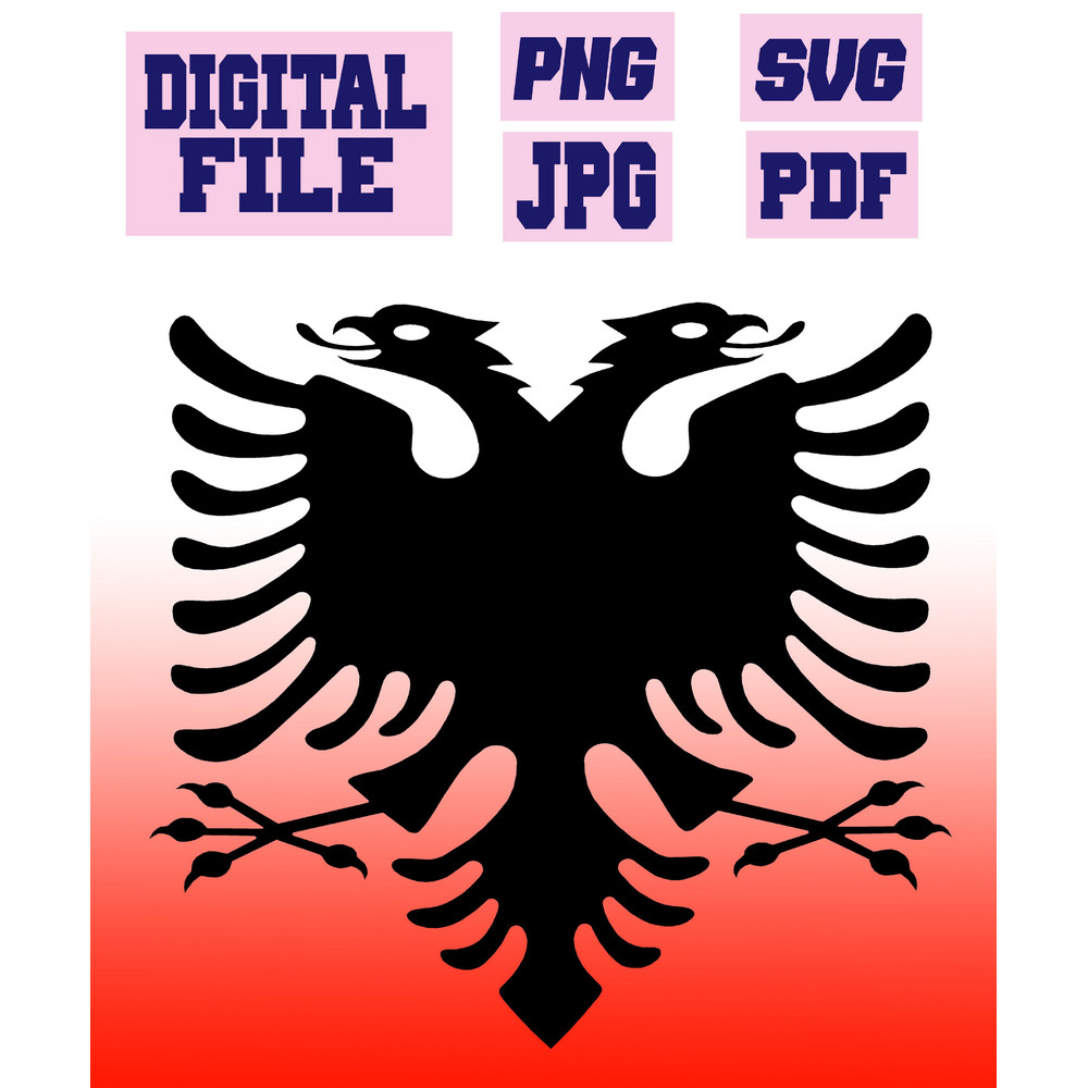Svgpngpdfjpg Albania Double Headed Eagle Eagle Of Albanian Flag Cut File Albania Flag For Cricut IN 0