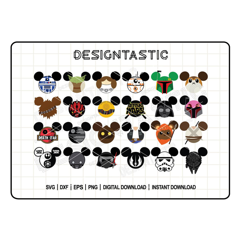 Star Wars Mouse Ears SVG Bundle  Baby Yoda Darth Vader Stormtrooper Disney Cut Files For Cricut  Si 0