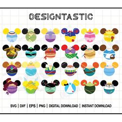 disney princess mouse ears svg bundle | 24 magical cut files for cricut & silhouette | belle, ariel, rapunzel & more