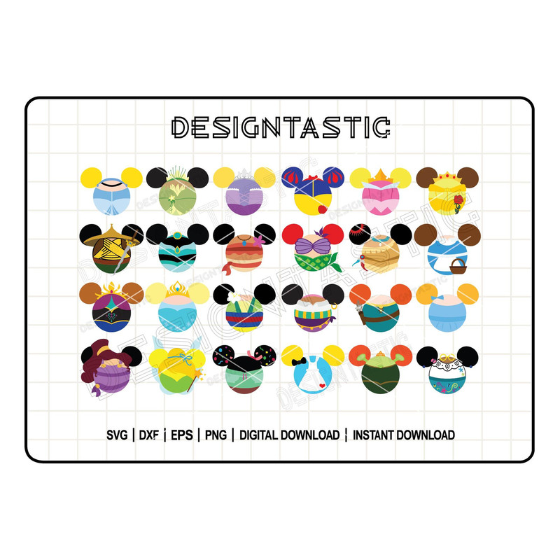 Disney Princess Mouse Ears SVG Bundle  24 Magical Cut Files For Cricut  Silhouette  Belle Ariel Rap 0