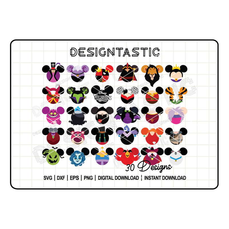 Disney Villains Mouse Ears SVG Bundle  Maleficent Ursula Cruella Hades Cut Files For Cricut  Silhou 0