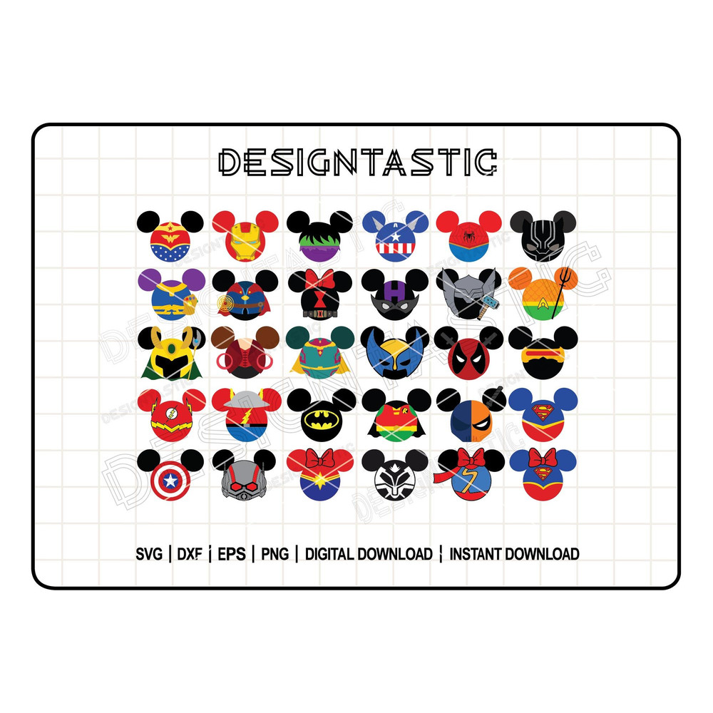 Superhero Mouse Ears SVG Bundle  Avengers Spiderman Batman Justice League Cut Files For Cricut  Sil 0